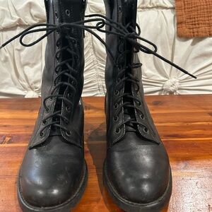 Madewell Black Leather Lace-Up Combat Boots-sz 6